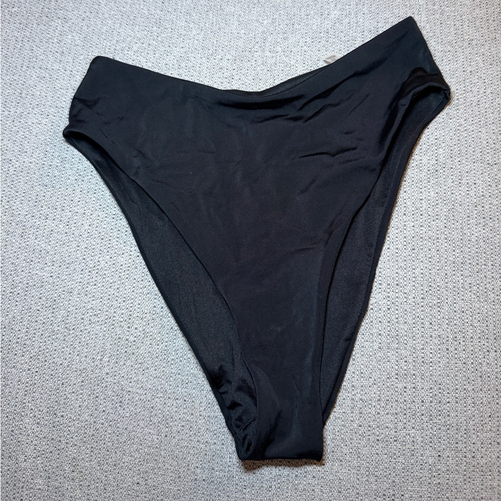 Victoria's Secret Black Bikini Bottoms with Pink Logo Print